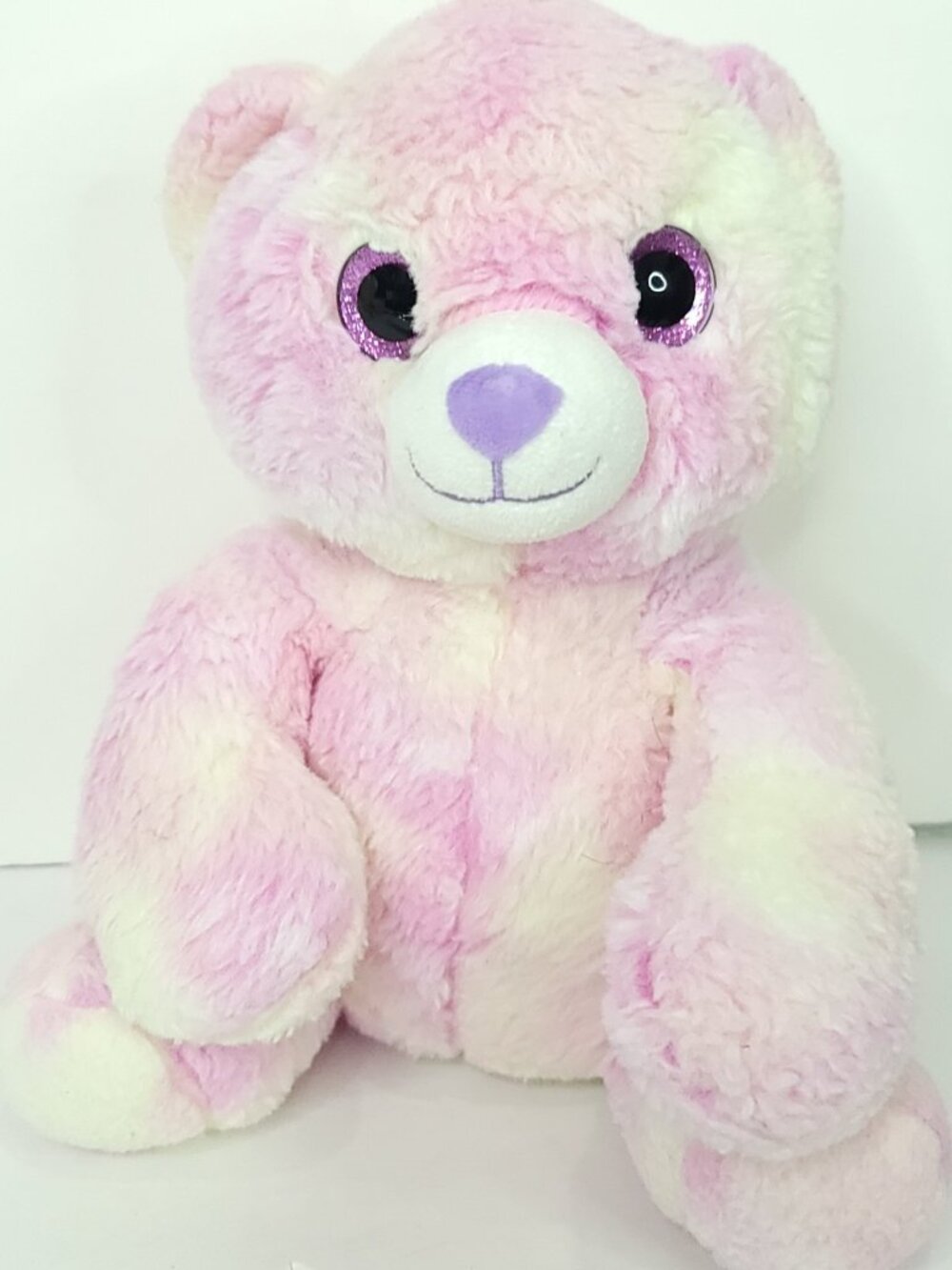 Spark Create Imagine Pink Pastel Bear Plush 10" Stuffed Animal Big Glitter Eyes